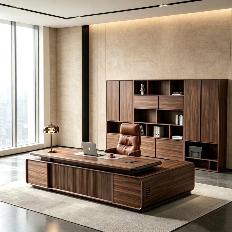 New Chinese-Style North American Black Walnut Executive Desk, High-End Solid Wood Boss Desk, Reception Office Ceo Desk New Chinese-Style North American Black Walnut Executive Desk, High-End Solid Wood Boss Desk, Reception Office Ceo Desk
