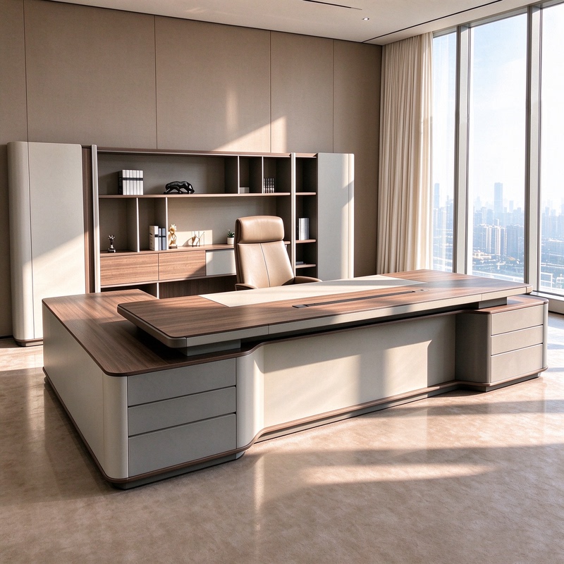 New Chinese-Style Black Walnut Light Luxury Solid Wood Executive Desk Modern High-End Executive Desk Chairman's Office Desk