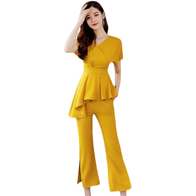 Suit women's summer suit 2023 new Korean style fashion slim temperament wide-leg pants suit foreign style slimming two-piece suit