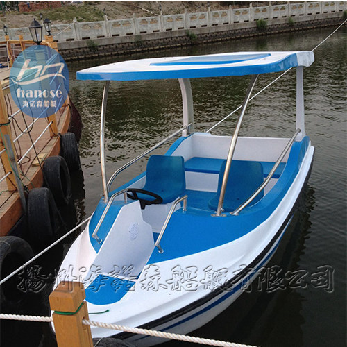 Self - drainage glass steel water park amusement electric boat pedal boat scenic boat battery boat