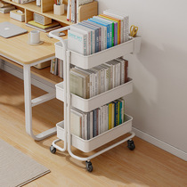 Bookshelf rack floor-standing multi-layer movable wheeled trolley snacks and sundries desktop reading storage bookcase