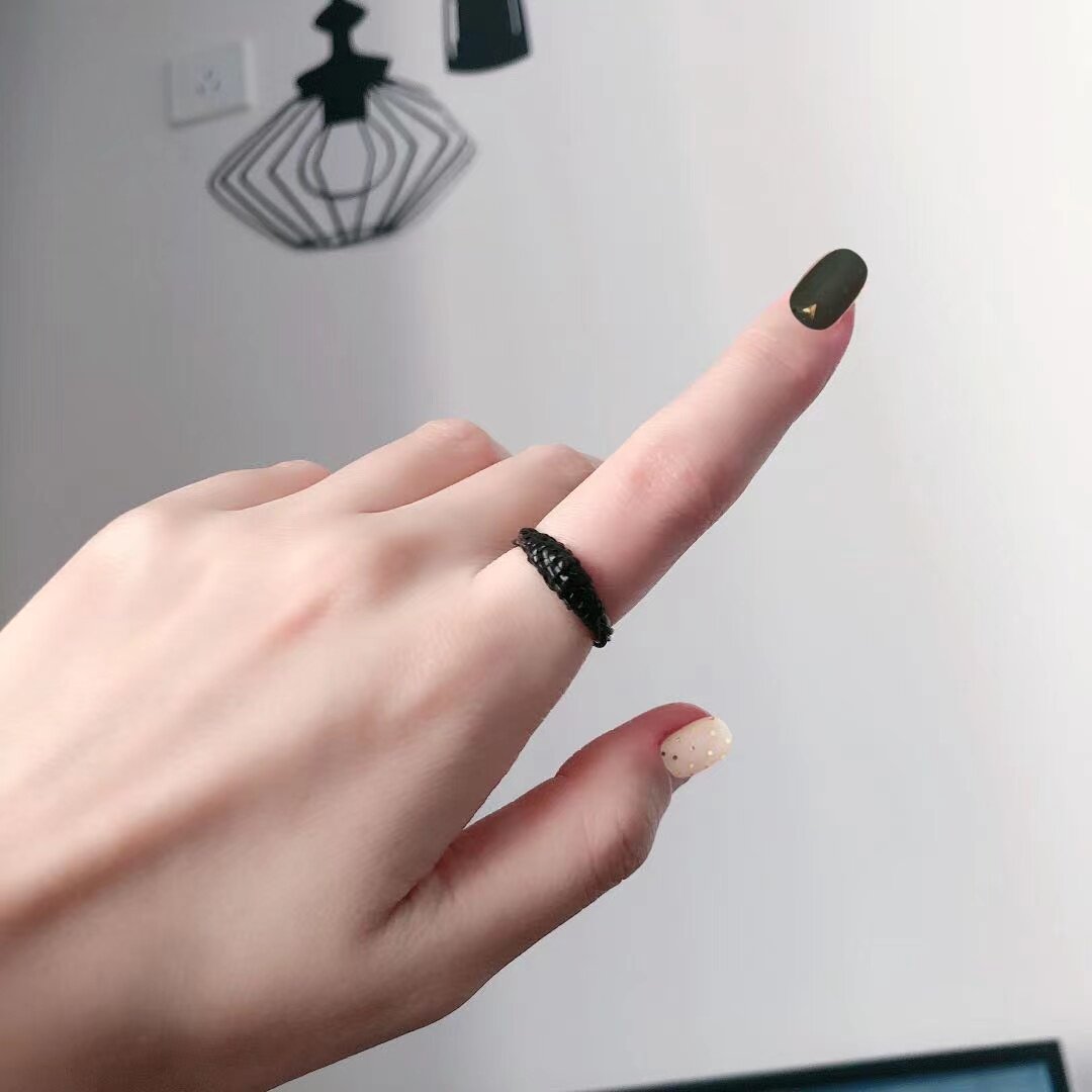 Vegetarian Tathai Thai Buddite Black Ring with a black ring