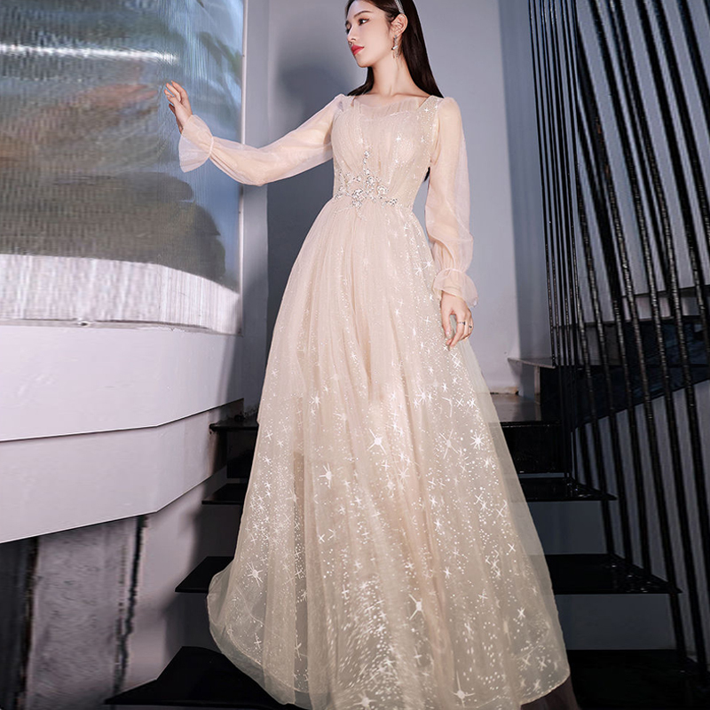 High-End Banquet Host Piano Vocal Student Art Exam 18-Year-Old Coming-Of-Age Ceremony Long Dress Performance Costume