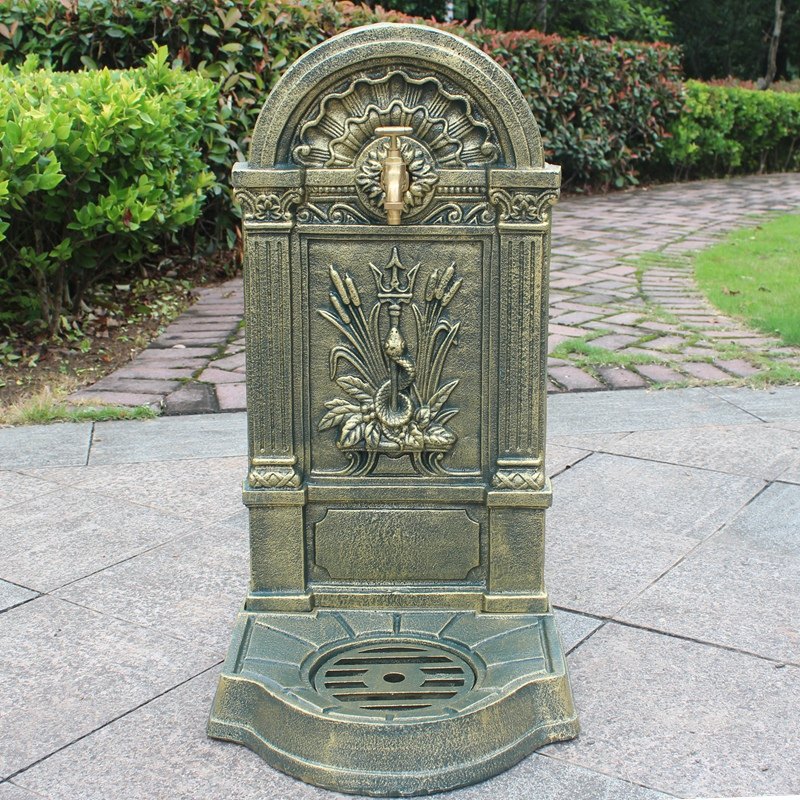 European-style column basin outdoor integrated retro balcony garden pool outdoor wash basin courtyard cast iron art sink