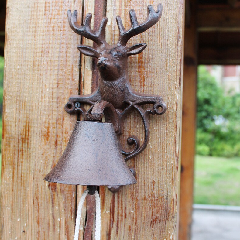 European and American rustic retro cast iron doorbell wall bell hand-cranked doorbell outdoor courtyard garden deer head doorbell
