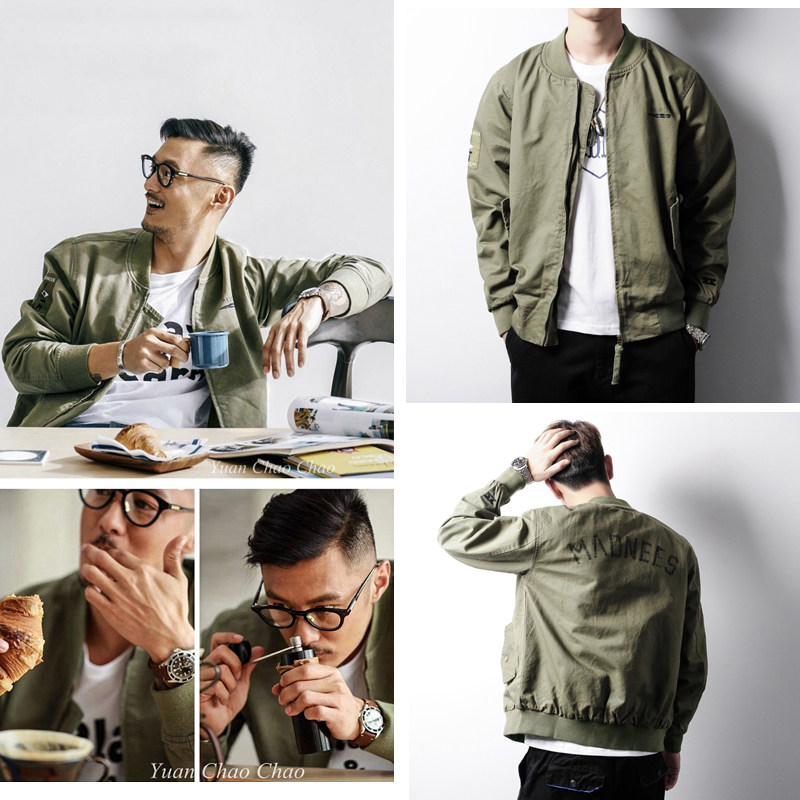 Autumn and winter Yu Wenle flight suit male air force baseball uniform ma-1 bomber jacket thickened coat Tide brand cotton suit