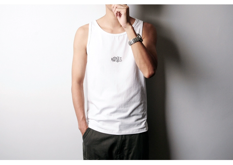 Yu Wenle mùa hè xu hướng mới cotton thể thao vest thể thao nam lỏng lẻo tay áo ngắn tay áo thun thủy triều áo ba lỗ tập gym nam