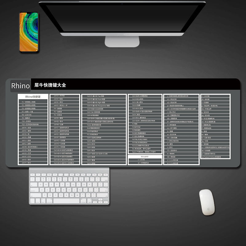 Rhinoceros Shortcut Mouse Pad Super Portable Rhino Shortcut Key Big Keyboard Table Mat