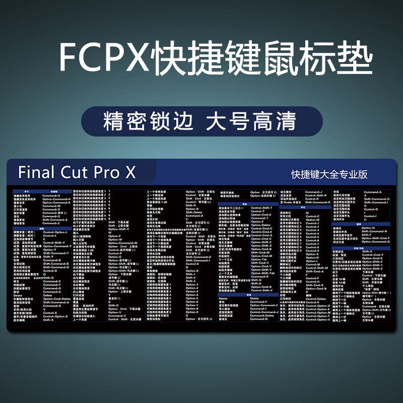 fcpx shortcut mouse pad large final cut pro X mouse pad shortcut FCPX tablepad
