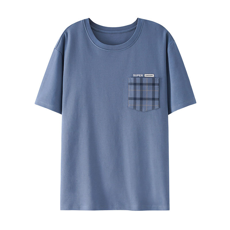 Men's Summer Pajamas, Pure Cotton Short-Sleeved Tops, Single Piece, Korean Style, Loose-Fitting, All-Cotton, Youth Loungewear, Suitable for Wearing Outside Men's Summer Pajamas, Pure Cotton Short-Sleeved Tops, Single Piece, Korean Style, Loose-Fitting, All-Cotton, Youth Loungewear, Suitable for Wearing Outside