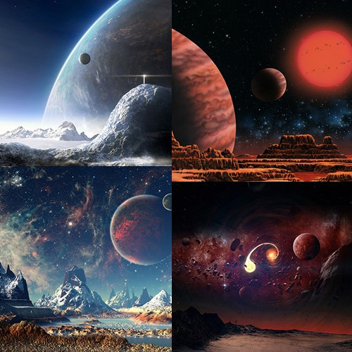 Soldiers BJD photo photography background cloth clay man OB11 shooting background starry sky space planet wide scene