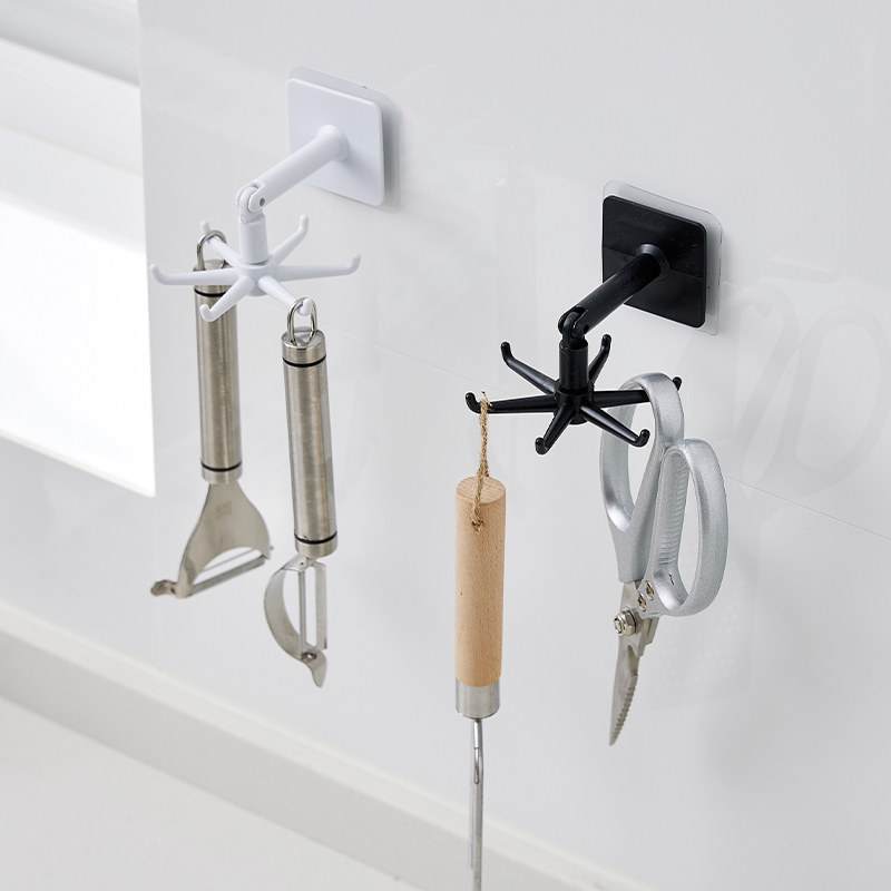 Kitchen shelving wall-mounted rotary hanger free of punch and multifunction spoon pan shovel kitchenware Supplies containing deviner