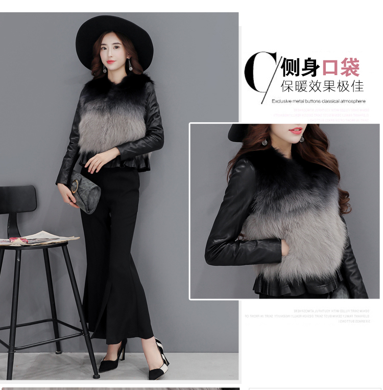 2017 phụ nữ mới của mùa đông trang trí ngắn đầu máy lông thú áo khoác dày nữ khâu da giảm béo ngắn áo khoác lông