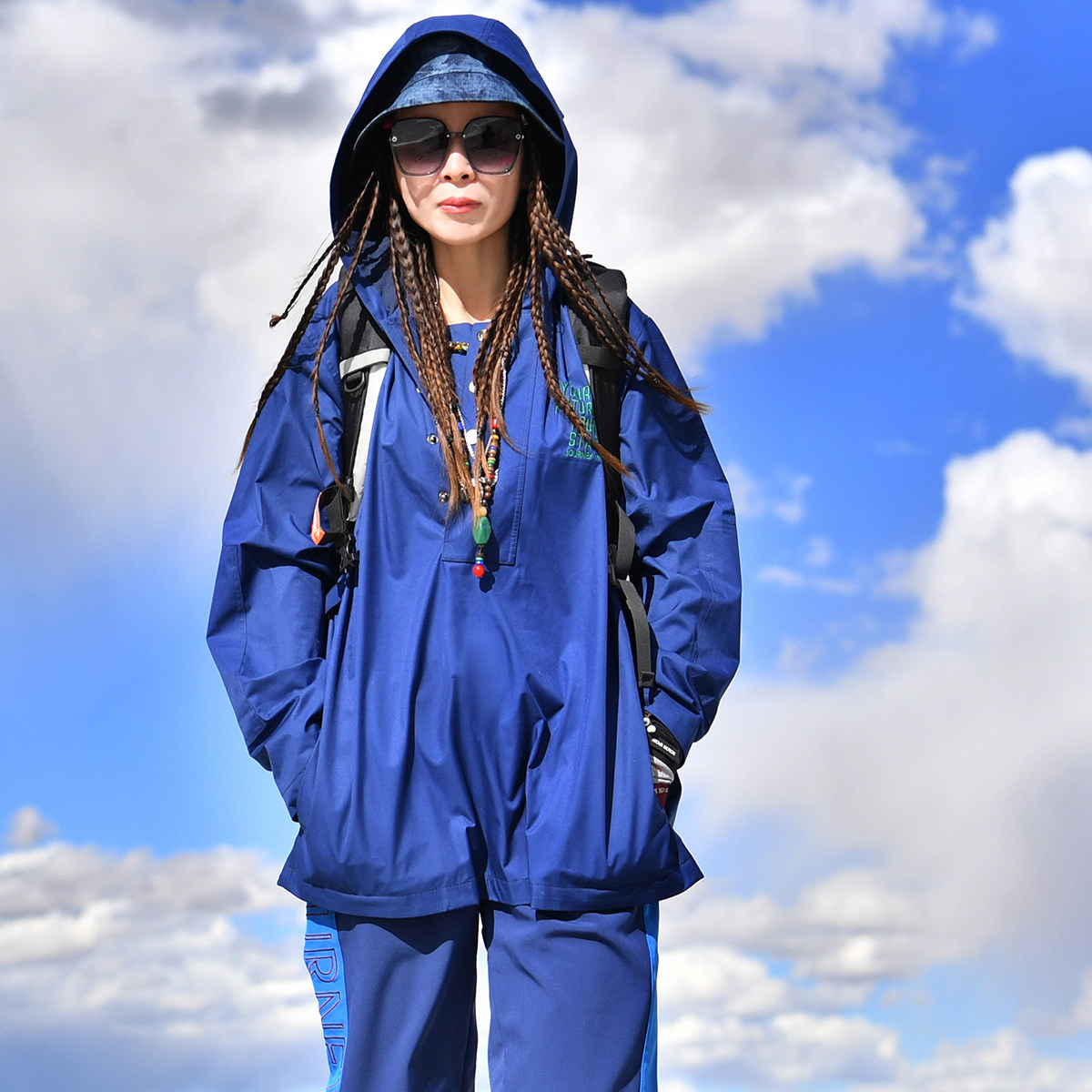 Beijing Forest Outdoor 2022 Spring and Autumn Waterproof and Breathable Half-Open Collar Mid-Length Edition Mountaineering Travel Jacket Women