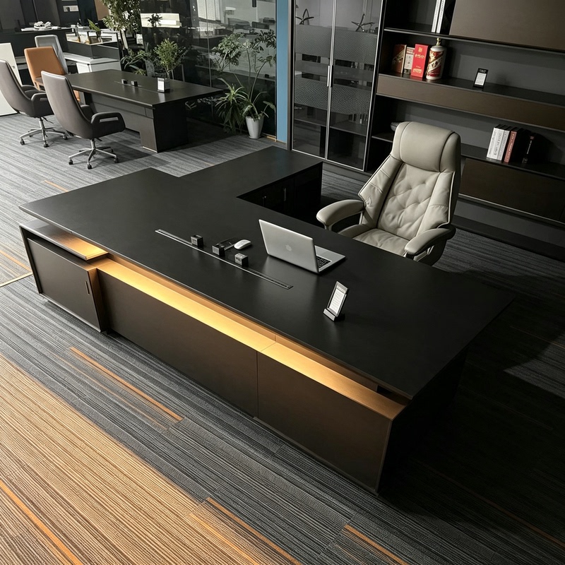 High-End Executive Desk, Chairman's Desk and Chair Set, Office Furniture, Light Luxury Executive Desk, Grand Ceo Office Desk
