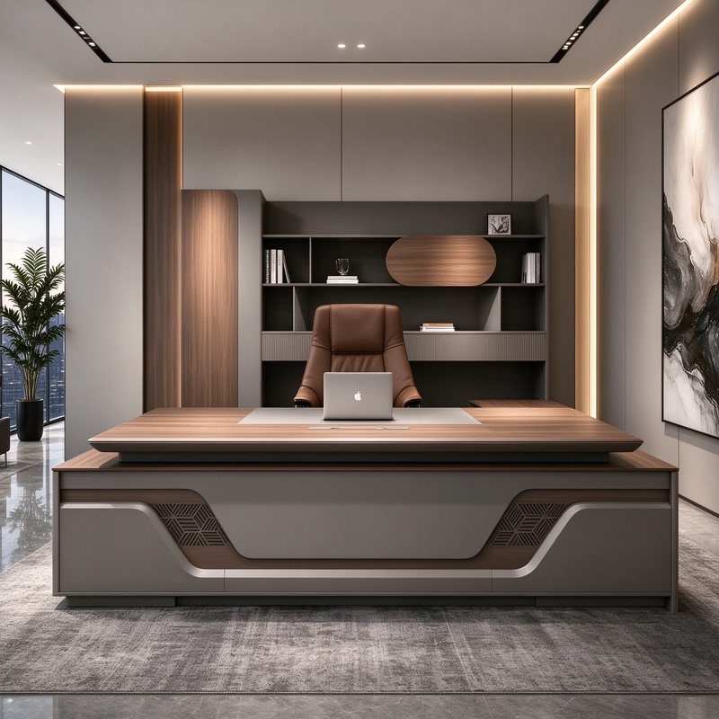 Boss's Desk and Office Chair Combination, Simple and Modern Executive Desk, Executive Desk, Supervisor's Desk