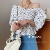 Khoảnh khắc sơ mi nữ backless v-cổ 2020 hè mới in cherry sáng gió dây kéo tay áo ngắn tay áo thủy triều - Áo sơ mi dài tay Áo sơ mi dài tay