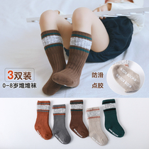 Childrens pile socks Mens and womens Korean Foreign style non-slip boneless pure cotton Korean autumn and winter baby long tube trend socks