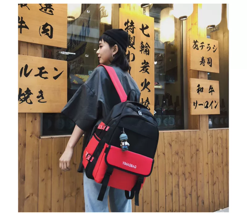 Túi đeo chéo nữ ba lô nam xu hướng thời trang Hàn Quốc của học sinh trung học Harajuku thủy triều thương hiệu lớn ba lô - Ba lô