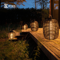 Solar garden light outdoor waterproof rechargeable portable lantern light outdoor villa landscape light garden light woven light