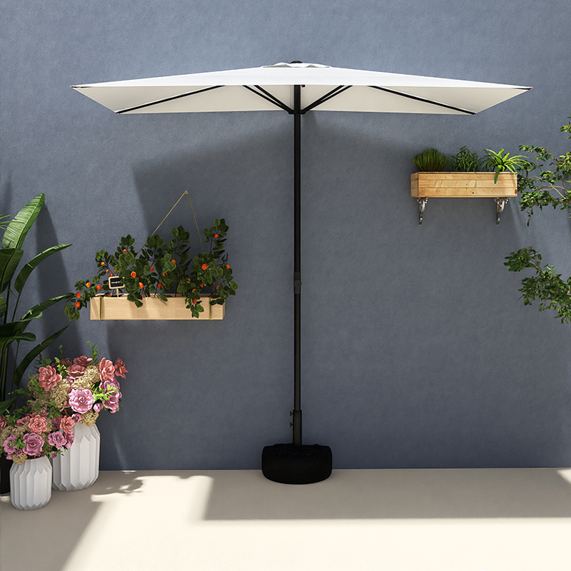 Outdoor Courtyard Sunshade Umbrella Can Be Raised and Lowered, Wall-Mounted Half Umbrella, Terrace Balcony Garden Rectangular Side Sunshade Canopy