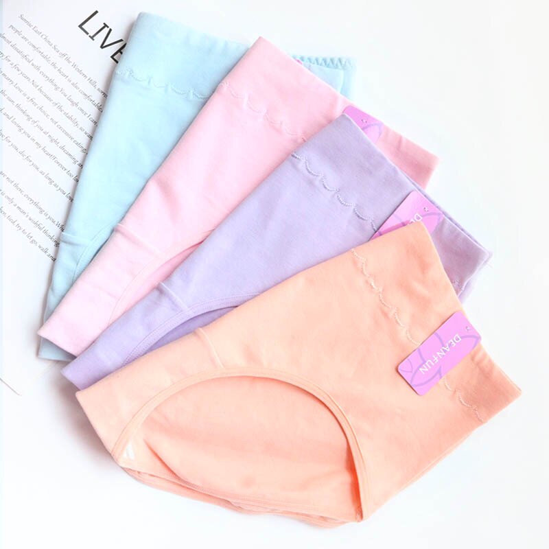 Special price promotion) butterfly anfene underpants female pure cotton medium-high waist pure color full cotton comfortable bag hip four-corner pants head