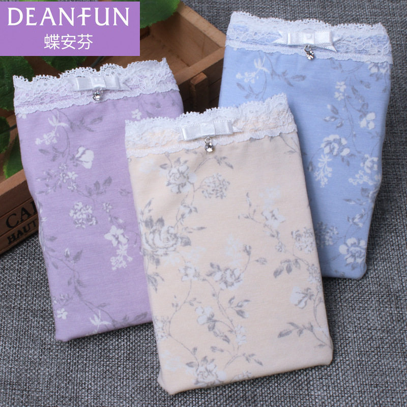 Butterfly Anfen Lady Shorts 5161 Modale Combed Cotton Sexy Lace Women's Medium-high Waist Sexy Female Underpants Head