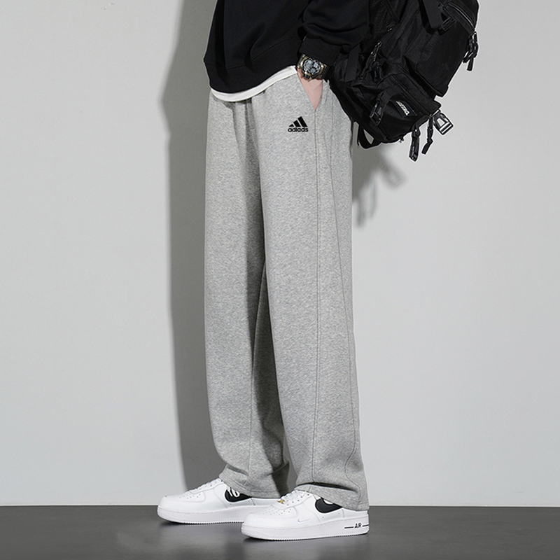 Ole Brand Men's Pants, New Spring and Autumn Trendy Pure Cotton Casual Pants, Sports Long Pants, Loose Straight-Leg Fleece-Lined Brand Sweatpants