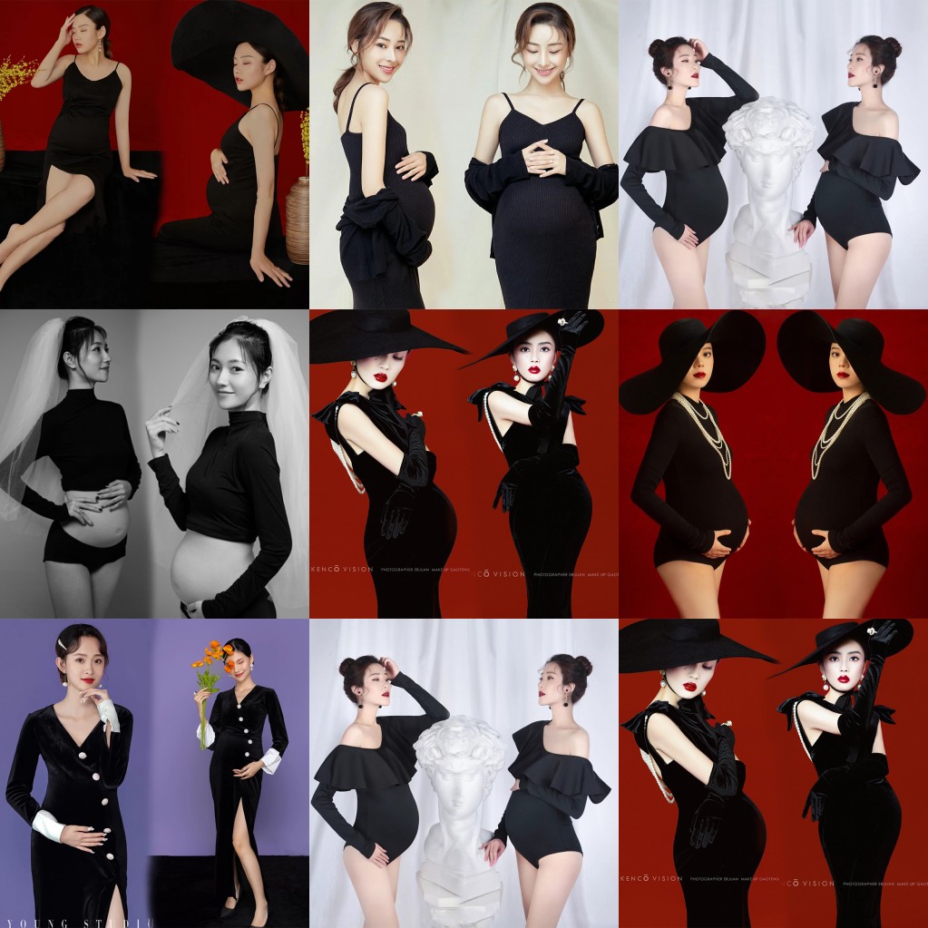 Maternity photo costume photo photo studio shooting fashion simple black theme clothes pregnant mother photography costume
