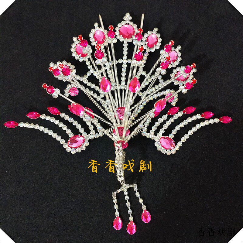 Drama headdress Peking Opera head face Qingyi Hua Danyue opera Zheng Feng Ding Feng Ancient rhinestone wood drill head face big phoenix