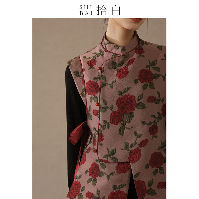 SHIBAI ten white new Chinese horse chia spring autumn original Chinese wind women's clothing improvement qipao style color loom jacquard blouses-Taobao
