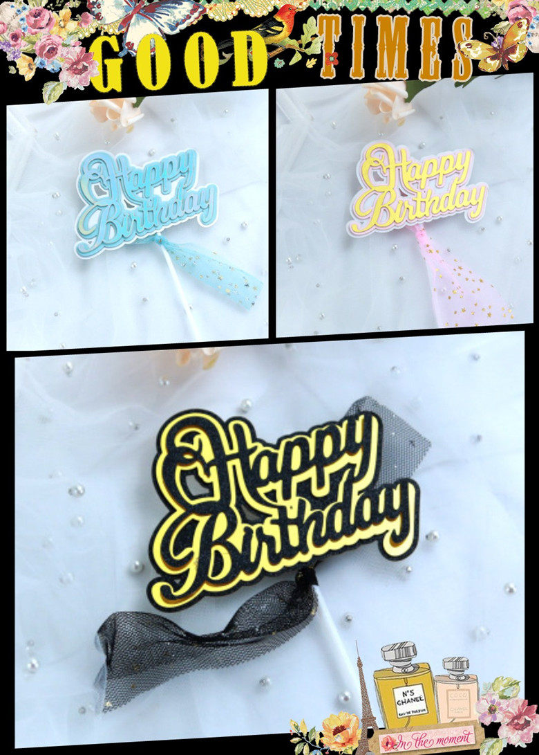 New double-layered creative Happy Birthday Bow Cake Decorated Happyday Baking Cake Card
