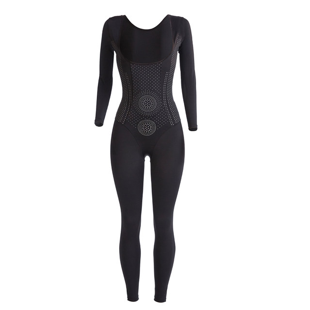 Energy Stone Negative Ion Caffeine Post-Body Sculpting Long Sleeve Pants Long Sleeve Body Shaping Jumpsuit Slim Fat Tights Belly Controlling Garment