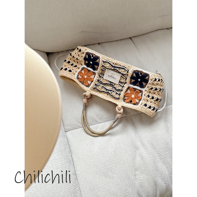 Chili Original Niche Design Handmade Crochet Creative Summer Cotton Straw Tote Bag for Women, Suitable for Vacation in Summer Chili Original Niche Design Handmade Crochet Creative Summer Cotton Straw Tote Bag for Women, Suitable for Vacation in Summer