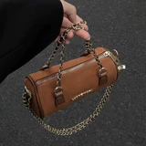 2024 новая цилиндрическая сумка в стиле ретро с цепочкой, замшевая сумка с мягкой поверхностью, сумка через плечо, женская ниша, элитная сумка-подушка