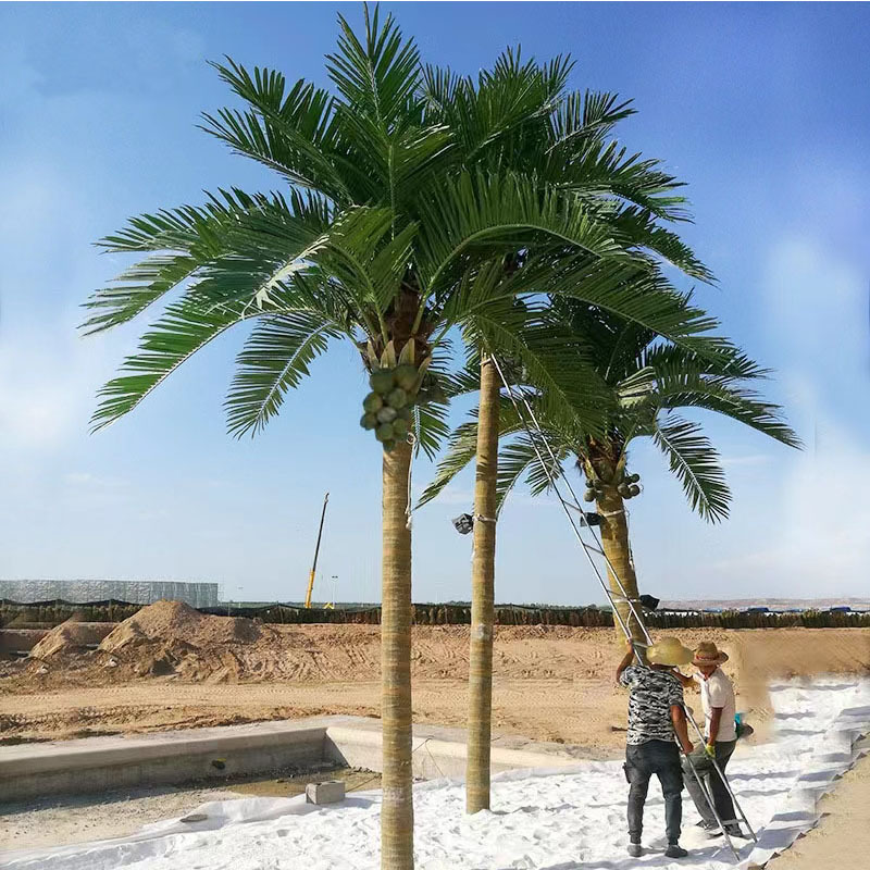 Simulated Coconut Tree, Large Artificial Landscape Tree, Tropical Green Plant Decoration, Fake Coconut Tree Leaves, Outdoor Fake Tree, Palm Tree