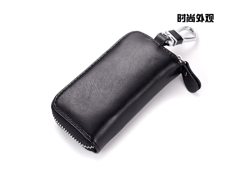 Qiansuo Thời trang túi chìa khóa đơn giản nam và nữ dây kéo da đa chức năng xe chìa khóa túi rắn màu túi khóa - Trường hợp chính ví móc khóa silicon