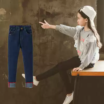 British Next kiss girls jeans 2019 spring and autumn new Korean version of the foreign school children's middle and large children's cigarette pants