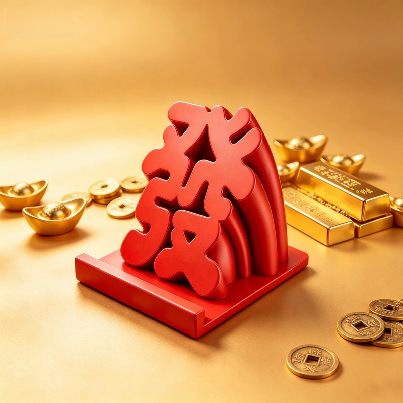 New Creative Chinese-Style 3D Printed Fortune-Enhancing Gift Ornament Phone Stand