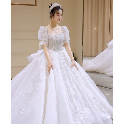 Свадебное платье, французский стиль, большой размер, открытые плечи, подходит для подростков, кружевное платье