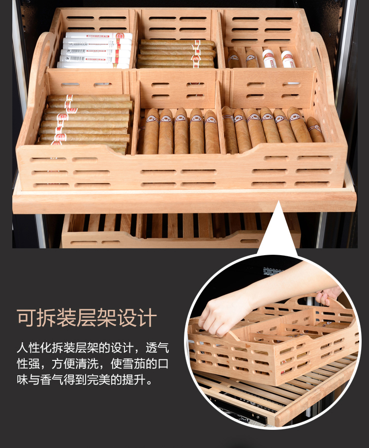 giá để rượu Bồ Đào Nha Yue 80X2 tủ xì gà nhiệt độ không đổi và độ ẩm nhà rượu làm mát nhiệt độ rượu làm mát tủ ẩm tủ trà đá thanh nhập khẩu - Tủ rượu vang tu ruou go