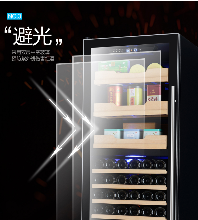 trang trí tủ rượu phòng khách Bồ Đào Nha Yue P-128CD làm mát tủ lạnh rượu vang tủ gia đình gỗ rắn xì gà tủ nhiệt độ không đổi và độ ẩm tủ trà tủ ẩm - Tủ rượu vang tủ rượu bằng kính đẹp