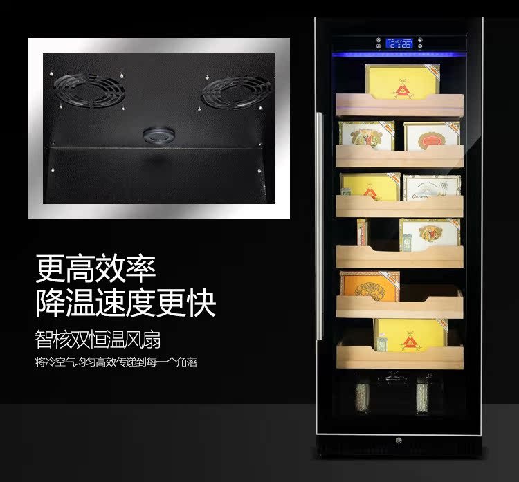 tủ rượu phòng khách Bồ Đào Nha Yue 120X tủ xì gà nhiệt độ không đổi và độ ẩm hộ gia đình rắn gỗ rượu vang mát nhiệt tủ rượu vang tủ ẩm tủ rượu nhôm kính đẹp