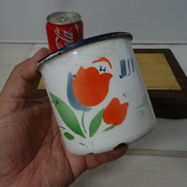 Old enamel tank 80 s flower map small teacup bag old insurance real photo folk nostalgia collection movie props