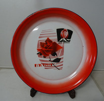 Old enamel plate 80 s rose flower tea tray water tray fruit plate nostalgic collection movie props physical photo