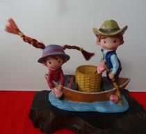 Cartoon character wife couple boy girl resin old toy gift used hands photo complete