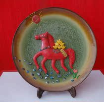 Ceramic disc decoration painting memorial manual horse art decoration home decoration picture
