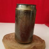 Old bronze beer cans early Budwei all-copper savings tank metal change tank fun collection of pictures