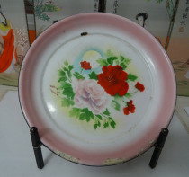 Old enamel disc Cultural Revolution Floral disc State factory Old plate nostalgic collection Film Props Personality Pendulum PHOTOS