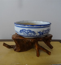 Old flowerpot Narcissus pot fleshy pot can be used as old pen wash Jingdezhen blue and white porcelain landscape ceramic basin full-Product photo